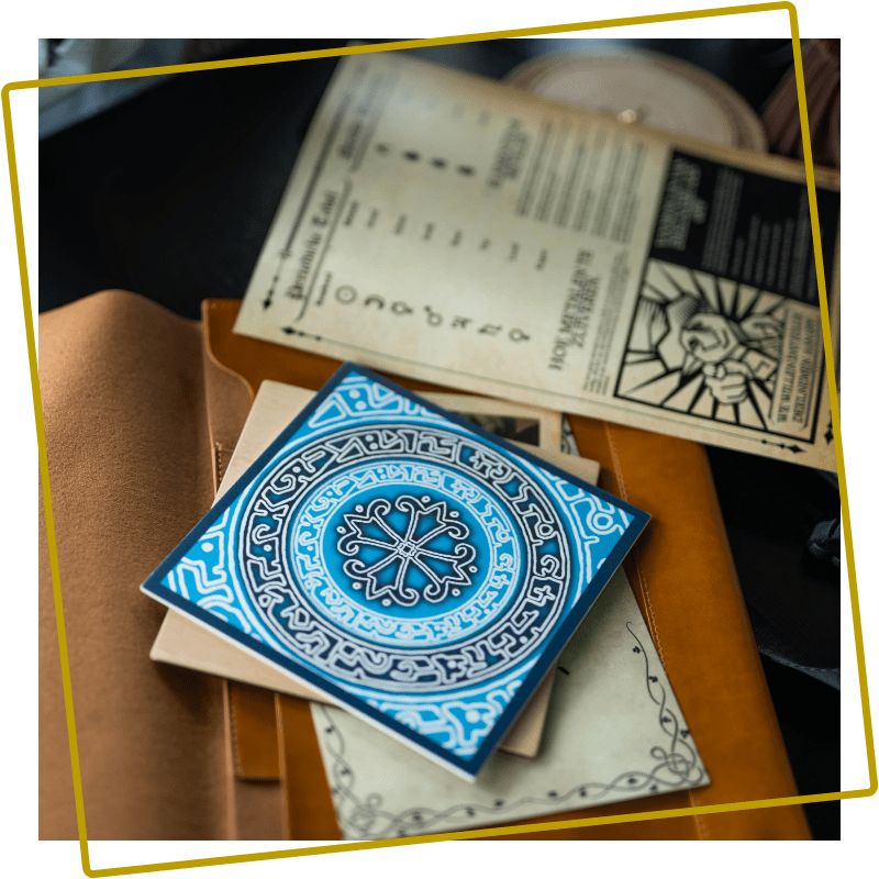 Spelmaterialen en aanwijzingen uit de Magic Portal escape game in Assen