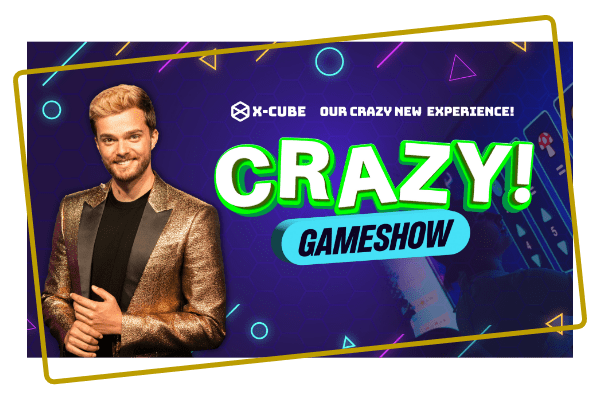 Banner van The Crazy Game Show X-Cube in Assen